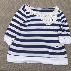 Blue and cream striped shirt